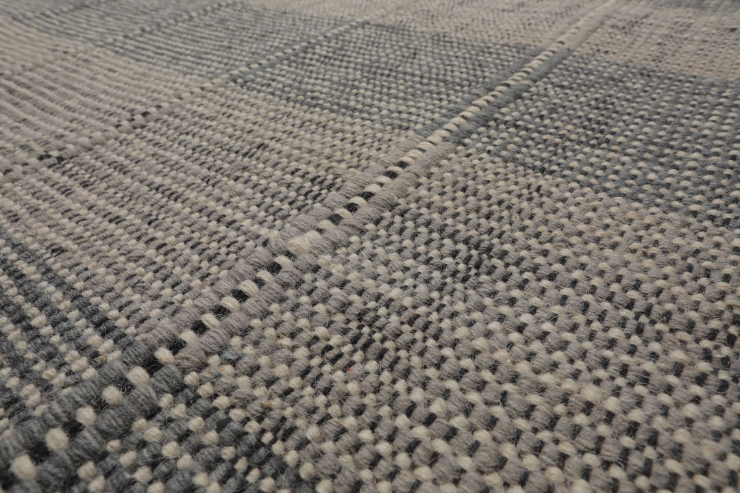Celeste Rug Multi Size Hand Woven Gray Wool Plaid Flatweave Modern Area Rug by