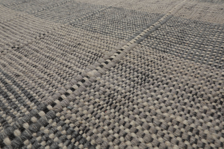 Celeste Rug Multi Size Hand Woven Gray Wool Plaid Flatweave Modern Area Rug by