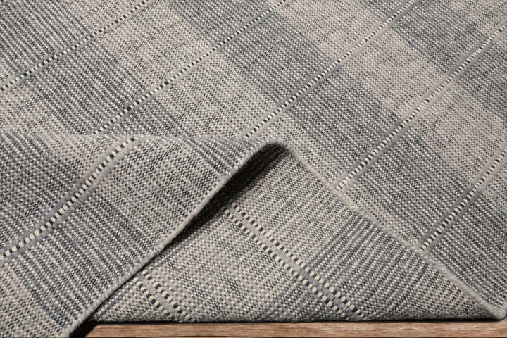Celeste Rug Multi Size Hand Woven Gray Wool Plaid Flatweave Modern Area Rug by