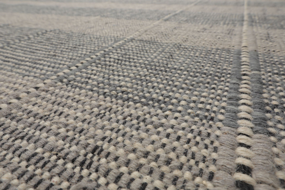 Celeste Rug Multi Size Hand Woven Gray Wool Plaid Flatweave Modern Area Rug by