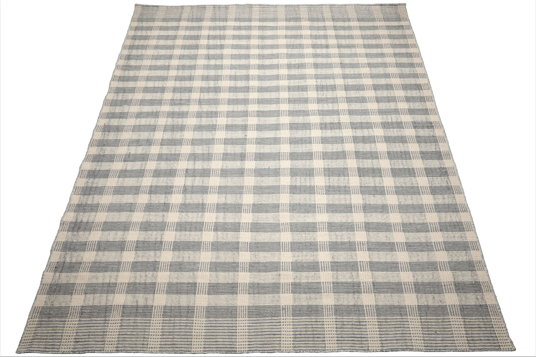 Celeste Rug Multi Size Hand Woven Ivory Wool Plaid Flatweave Modern Area Rug by