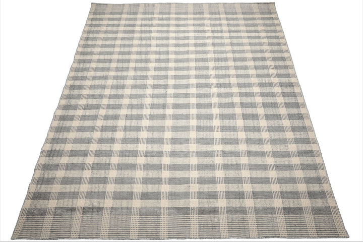 Celeste Rug Multi Size Hand Woven Ivory Wool Plaid Flatweave Modern Area Rug by