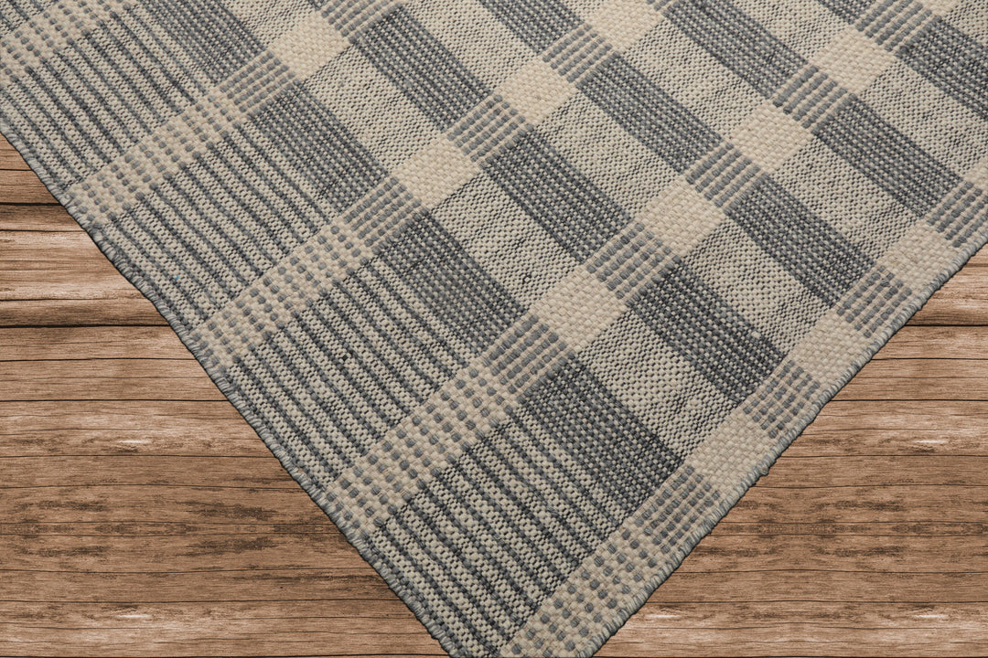 Celeste Rug Multi Size Hand Woven Ivory Wool Plaid Flatweave Modern Area Rug by