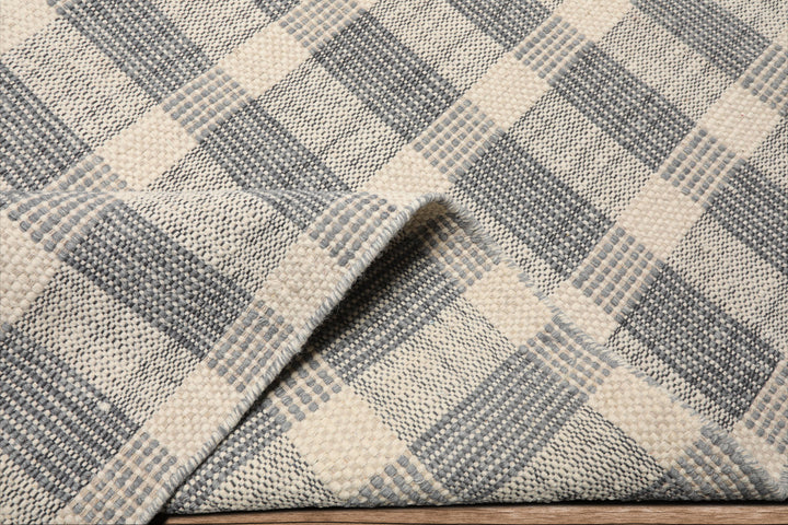 Celeste Rug Multi Size Hand Woven Ivory Wool Plaid Flatweave Modern Area Rug by