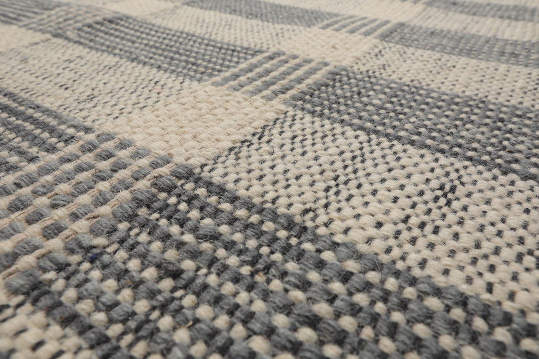 Celeste Rug Multi Size Hand Woven Ivory Wool Plaid Flatweave Modern Area Rug by