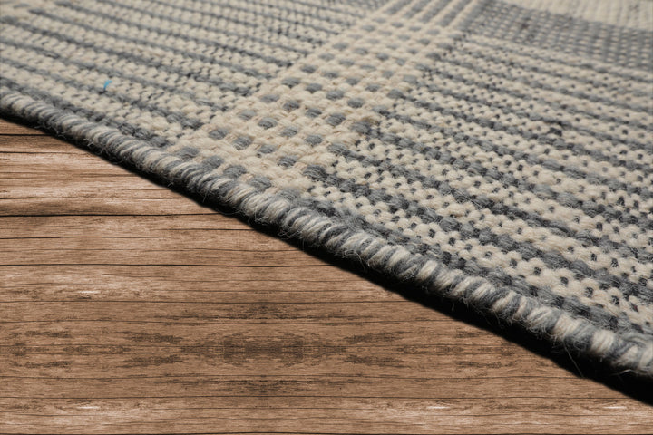 Celeste Rug Multi Size Hand Woven Ivory Wool Plaid Flatweave Modern Area Rug by