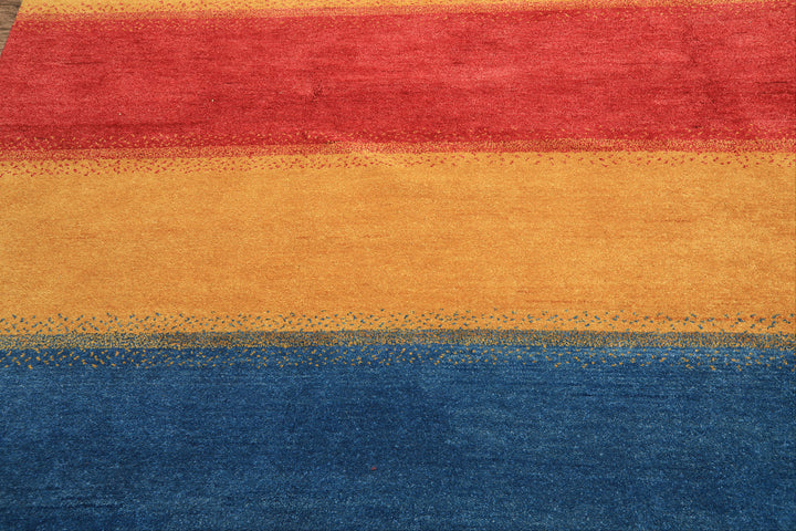 8x11 Gold, Rasberry, Aqua Color Hand Knotted Indo Gabbeh Wool Modern &amp; Contemporary Oriental Rug