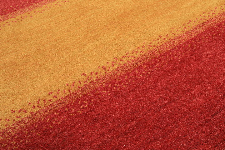 8x11 Gold, Rasberry, Aqua Color Hand Knotted Indo Gabbeh Wool Modern &amp; Contemporary Oriental Rug