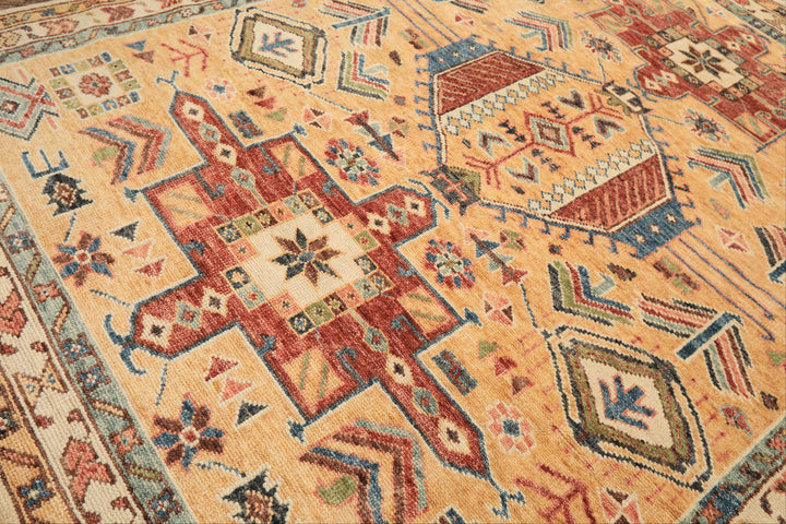 8x10 Peach, Ivory, Rust Color Hand Knotted Oushak Wool Traditional Oriental Rug