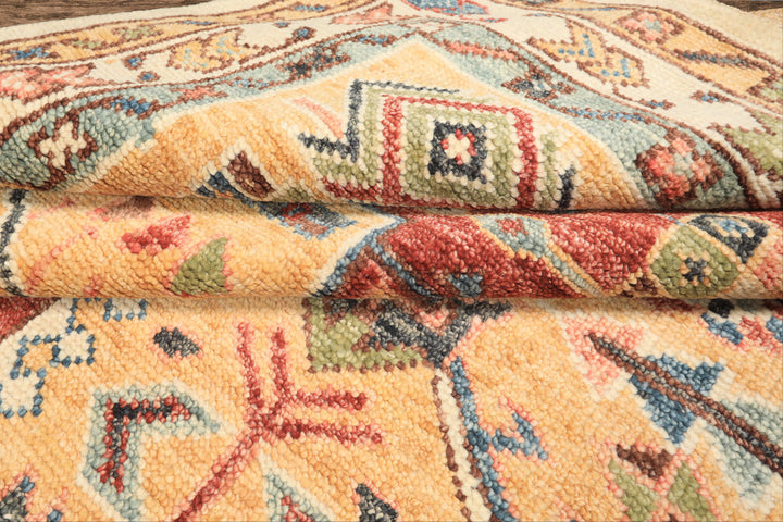 8x10 Peach, Ivory, Rust Color Hand Knotted Oushak Wool Traditional Oriental Rug