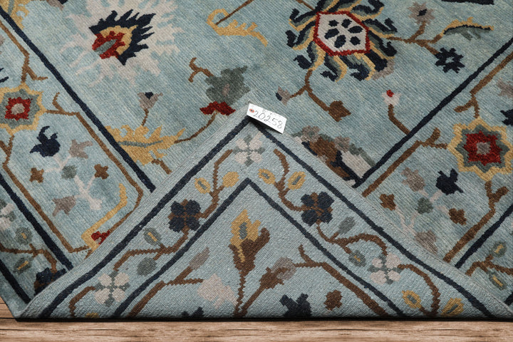 8x10 Aqua, Brown, Gold Color Hand Knotted Tibetan Wool Arts &amp; Crafts Oriental Rug