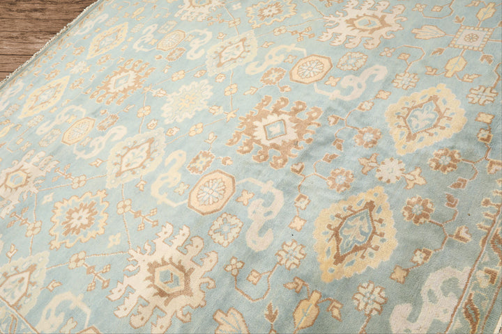 8x10 Seafoam, Ivory, Taupe Color Hand Knotted Oushak Wool Arts &amp; Crafts Oriental Rug