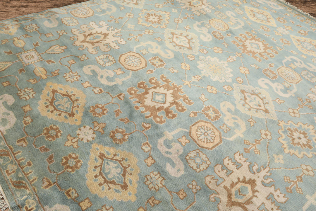 8x10 Seafoam, Ivory, Taupe Color Hand Knotted Oushak Wool Arts &amp; Crafts Oriental Rug