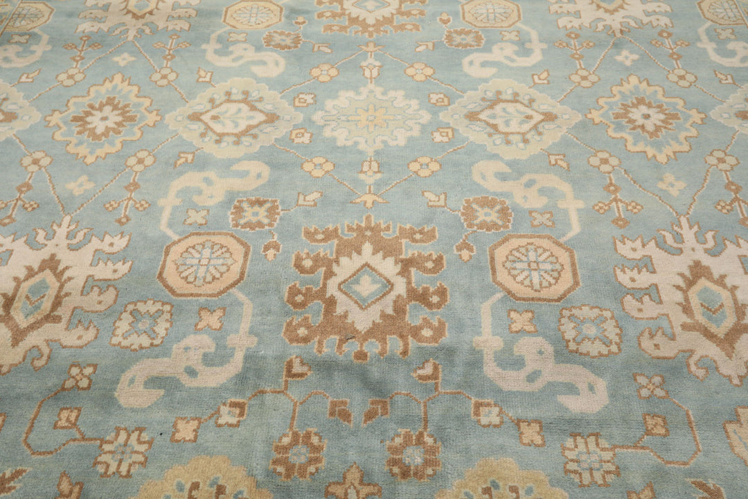 8x10 Seafoam, Ivory, Taupe Color Hand Knotted Oushak Wool Arts &amp; Crafts Oriental Rug