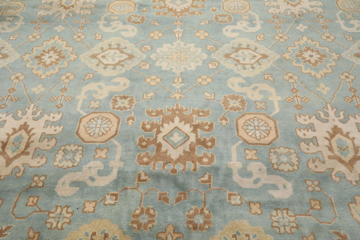 8x10 Seafoam, Ivory, Taupe Color Hand Knotted Oushak Wool Arts &amp; Crafts Oriental Rug