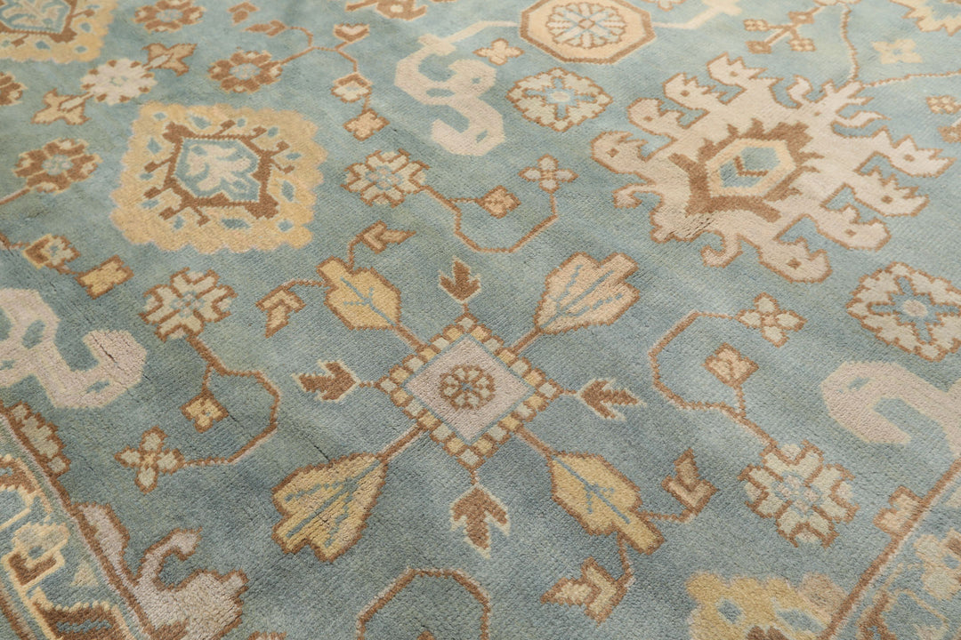 8x10 Seafoam, Ivory, Taupe Color Hand Knotted Oushak Wool Arts &amp; Crafts Oriental Rug