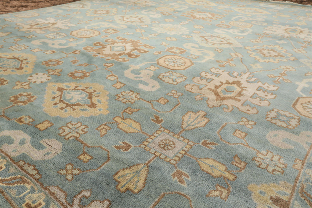 8x10 Seafoam, Ivory, Taupe Color Hand Knotted Oushak Wool Arts &amp; Crafts Oriental Rug