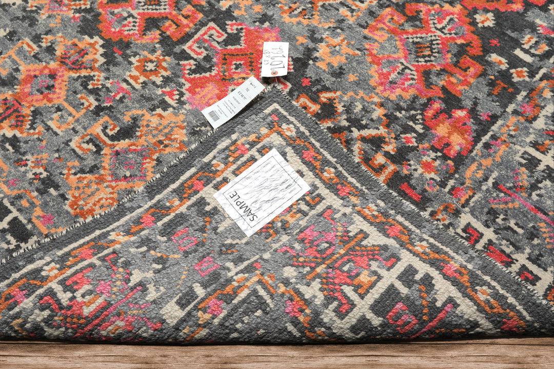 6x9 Gray, Ivory, Caramel Color Hand Knotted Indo Tibetan Wool Transitional Oriental Rug