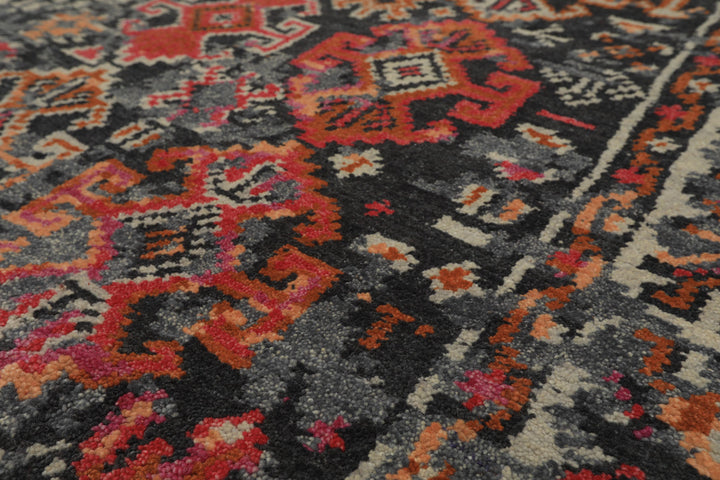 6x9 Gray, Ivory, Caramel Color Hand Knotted Indo Tibetan Wool Transitional Oriental Rug