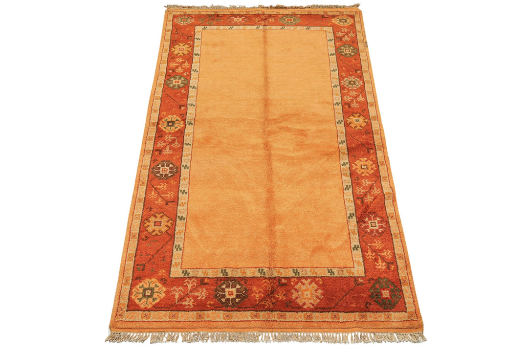 5x8 Peach, Burnt Orange, Mint Color Hand Knotted Gabbeh Wool Traditional Oriental Rug