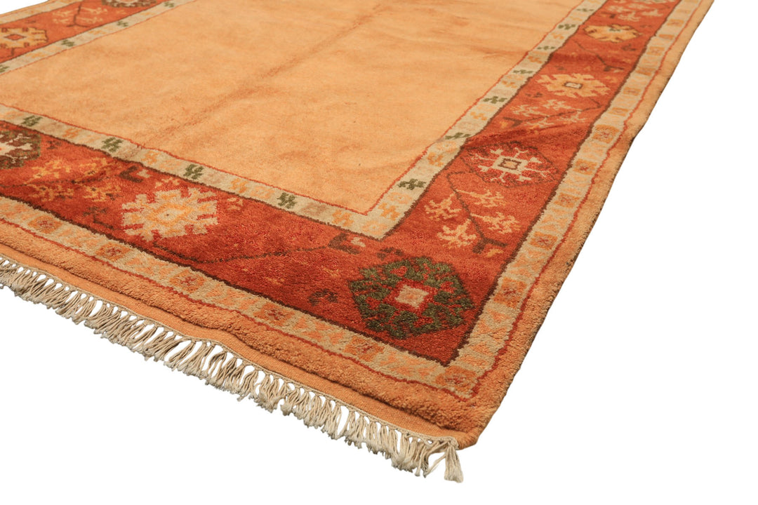 5x8 Peach, Burnt Orange, Mint Color Hand Knotted Gabbeh Wool Traditional Oriental Rug