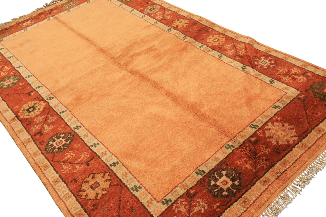 5x8 Peach, Burnt Orange, Mint Color Hand Knotted Gabbeh Wool Traditional Oriental Rug