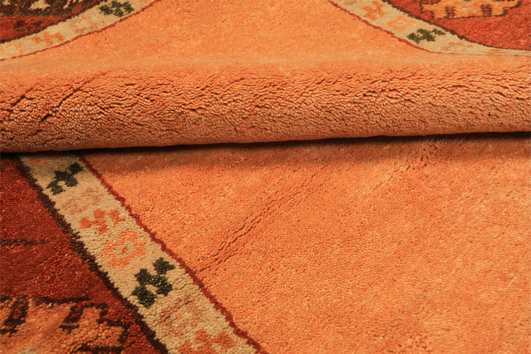 5x8 Peach, Burnt Orange, Mint Color Hand Knotted Gabbeh Wool Traditional Oriental Rug