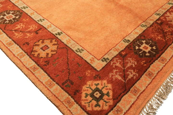 5x8 Peach, Burnt Orange, Mint Color Hand Knotted Gabbeh Wool Traditional Oriental Rug