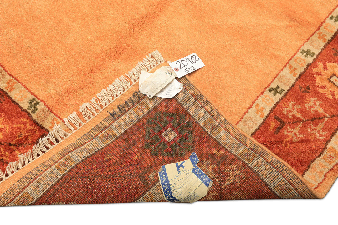 5x8 Peach, Burnt Orange, Mint Color Hand Knotted Gabbeh Wool Traditional Oriental Rug