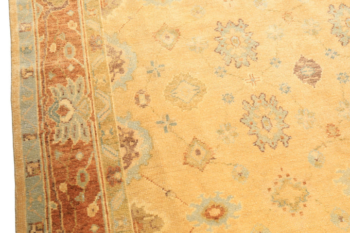 6x9 Warm Beige, Light Gold, Caramel Color Hand Knotted Oushak New Zealand Wool Traditional Oriental Rug