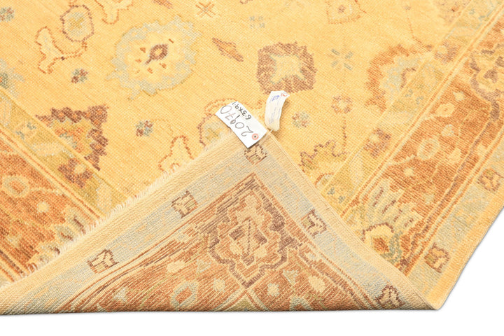 6x9 Warm Beige, Light Gold, Caramel Color Hand Knotted Oushak New Zealand Wool Traditional Oriental Rug