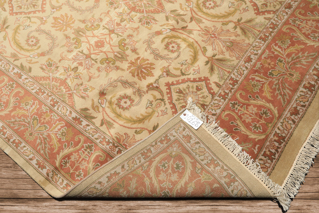8x10 Beige, Blush, Sage Color Hand Knotted Oushak Wool Traditional Oriental Rug
