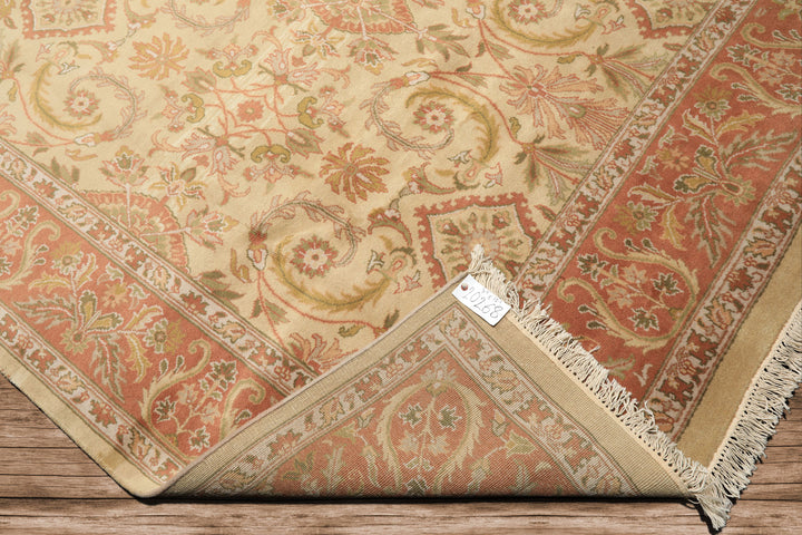 8x10 Beige, Blush, Sage Color Hand Knotted Oushak Wool Traditional Oriental Rug