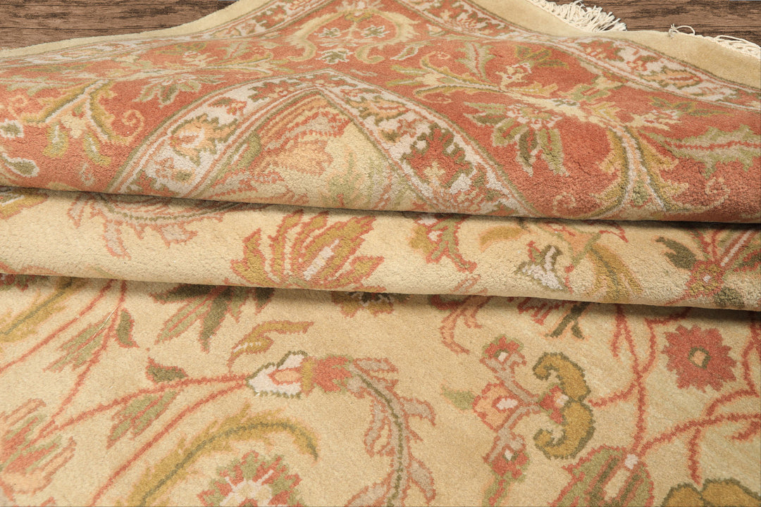8x10 Beige, Blush, Sage Color Hand Knotted Oushak Wool Traditional Oriental Rug