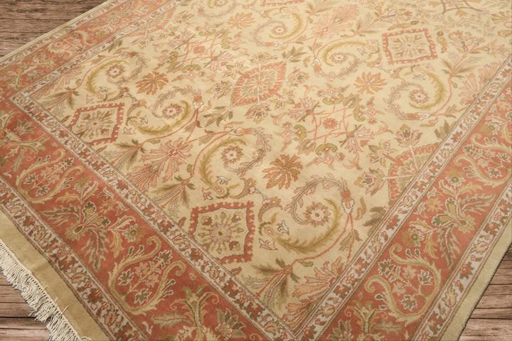 8x10 Beige, Blush, Sage Color Hand Knotted Oushak Wool Traditional Oriental Rug