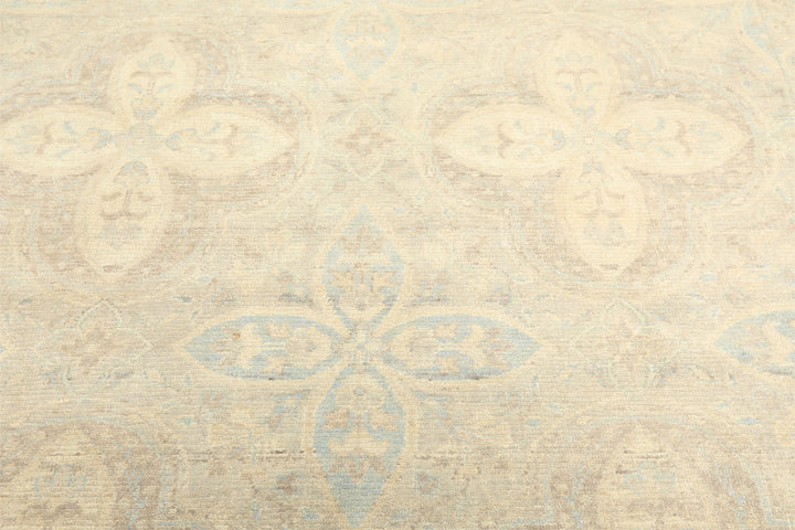 6x9 Beige, Gray, Taupe Color Hand Knotted Oushak Wool Transitional Oriental Rug