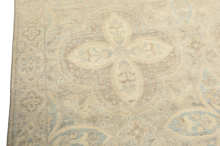 6x9 Beige, Gray, Taupe Color Hand Knotted Oushak Wool Transitional Oriental Rug