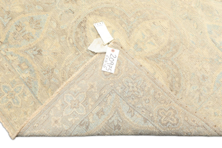 6x9 Beige, Gray, Taupe Color Hand Knotted Oushak Wool Transitional Oriental Rug