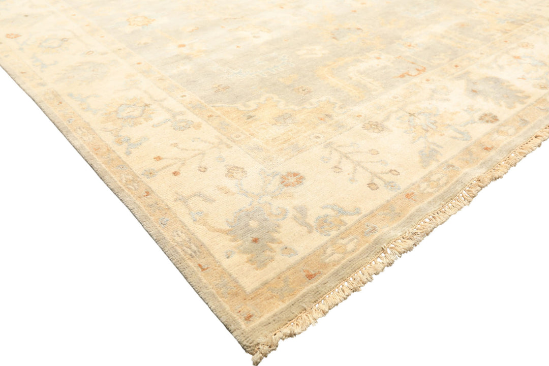 6x9 Gray, Slate, Ivory Color Hand Knotted Oushak Wool Transitional Oriental Rug