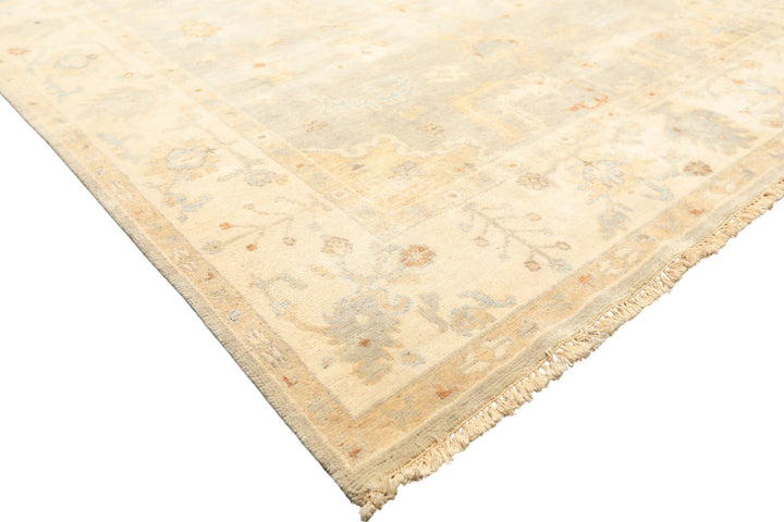6x9 Gray, Slate, Ivory Color Hand Knotted Oushak Wool Transitional Oriental Rug