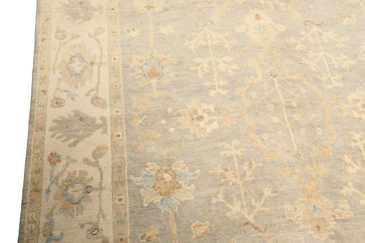 6x9 Gray, Slate, Ivory Color Hand Knotted Oushak Wool Transitional Oriental Rug