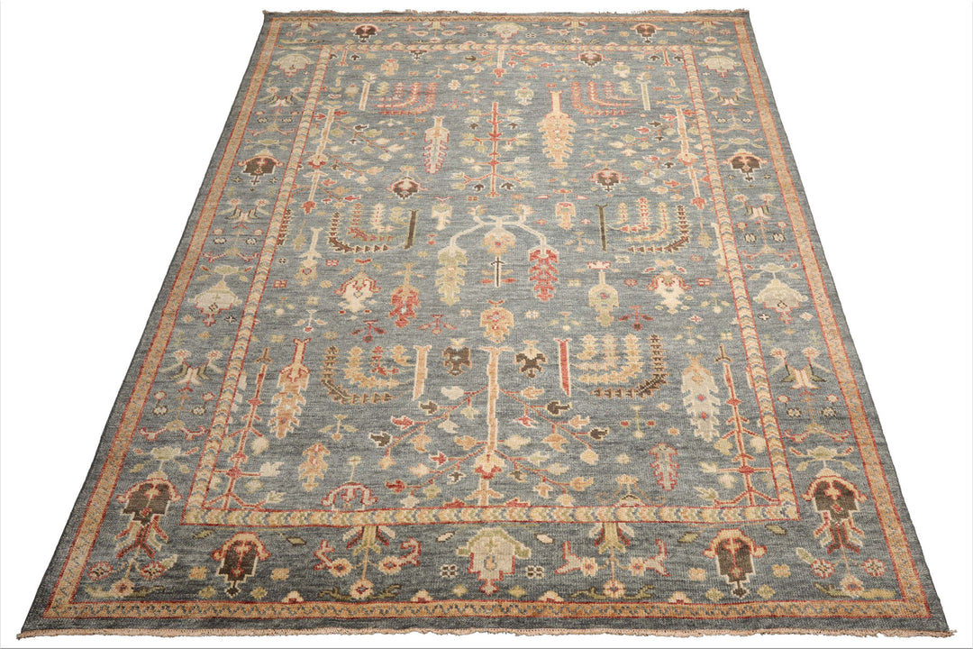 Celeste Rug Multi Sizes Hand Knotted Slate Wool Oriental Area Rug with Traditional Design