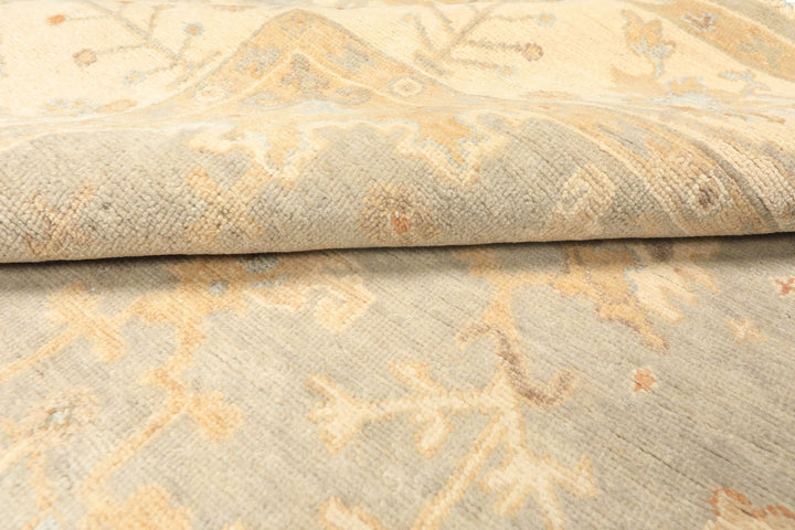 6x9 Gray, Slate, Ivory Color Hand Knotted Oushak Wool Transitional Oriental Rug