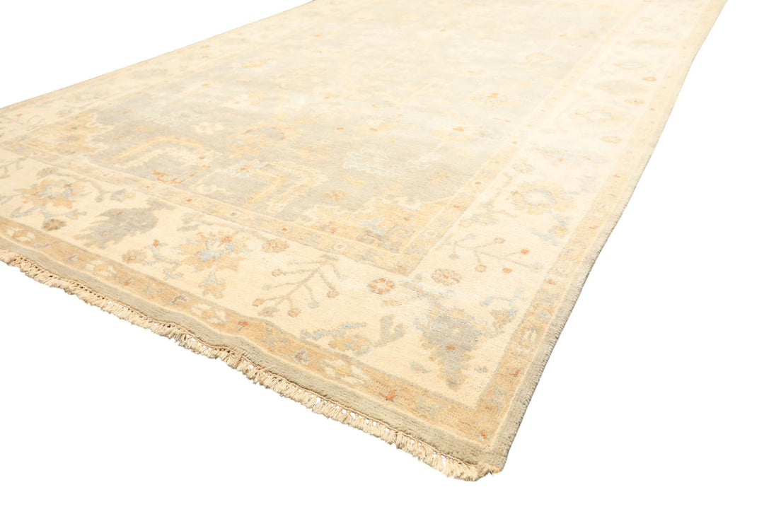 6x9 Gray, Slate, Ivory Color Hand Knotted Oushak Wool Transitional Oriental Rug