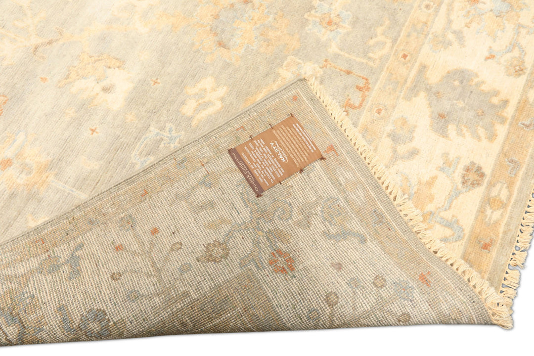 6x9 Gray, Slate, Ivory Color Hand Knotted Oushak Wool Transitional Oriental Rug