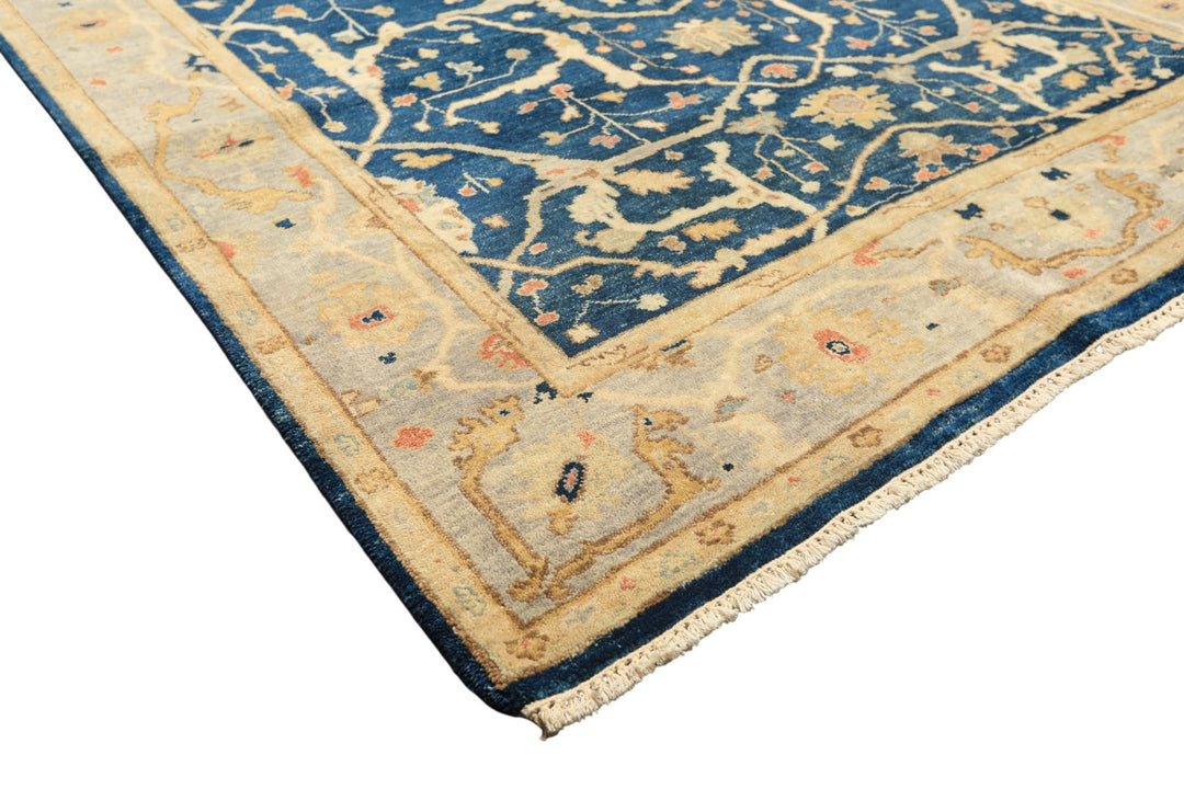 6x9 Navy, Slate, Beige Color Hand Knotted Oushak Wool Traditional Oriental Rug