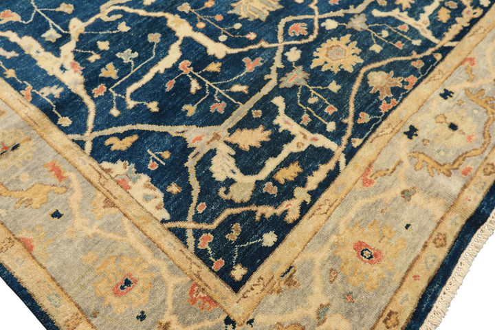 6x9 Navy, Slate, Beige Color Hand Knotted Oushak Wool Traditional Oriental Rug
