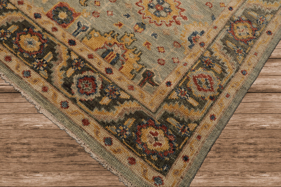 Celeste Rug Multi Sizes Hand Knotted Mint Wool Oriental Area Rug with Traditional Design