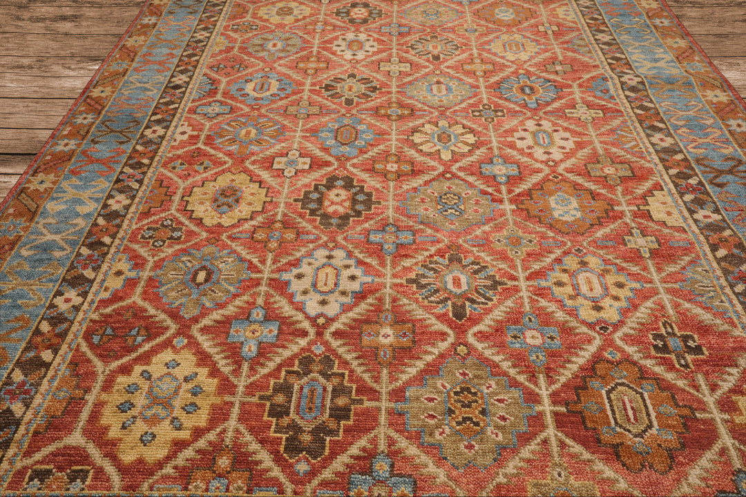 Celeste Rug Multi Sizes Hand Knotted Burnt Orange Wool Oriental Area Rug with Transitional Geometric Design