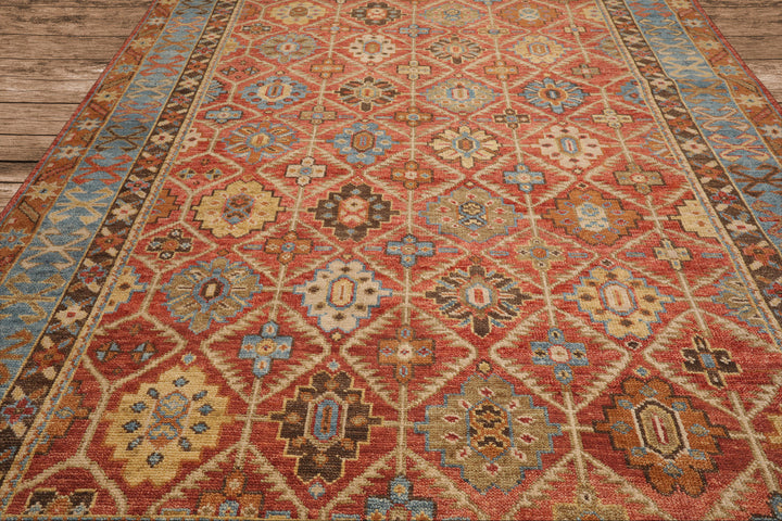Celeste Rug Multi Sizes Hand Knotted Burnt Orange Wool Oriental Area Rug with Transitional Geometric Design